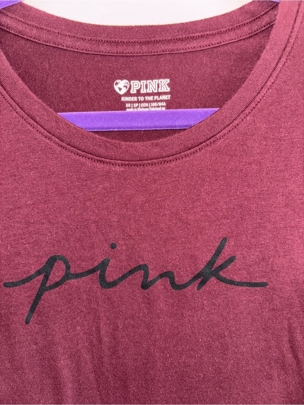 PINK Victoria's Secret Short Sleeve Tee in Burgundy - Picture 2 of 2